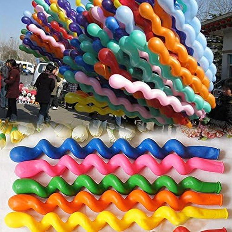 CJESLNA 50 X Latex Spiral Balloons Birthday Festival Party Decoration Mix Colors image number 5