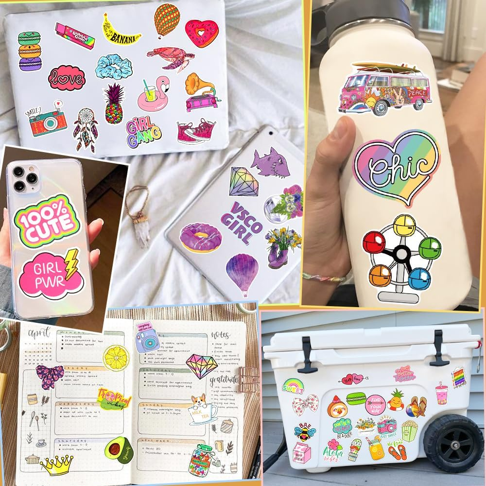 Cute VSCO Stickers Set 250 Pieces for Girls Kids Waterproof Deal for Hydroflasks Laptops Scrapbooking image number 6