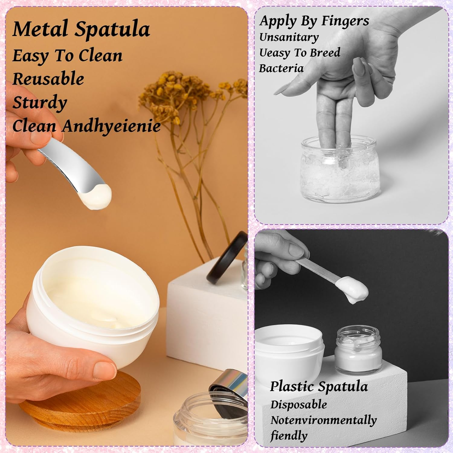 4 Pcs Cosmetic Spatula Mini Makeup Spatulas for Skincare, Reusable Cosmetic Cream Spatulas Spoon, Skincare Scoop Applicator Facial Massage Beauty Tools for Mixing and Sampling Face Eye Cream image number 2