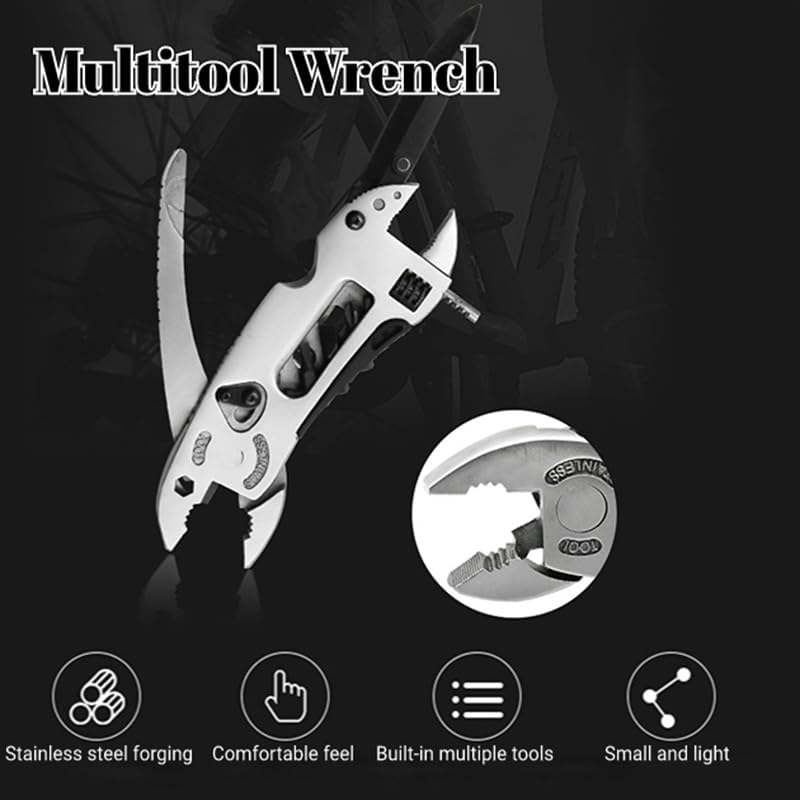 Adjustable Wrench Multitool,Multitool Camping Multi Tool Plier Screwdriver Bits Pliers Survival Emergency Gear Assembly Be Used for Outdoor,Survival,Camping, Hunting and Hiking (Silvery) image number 4