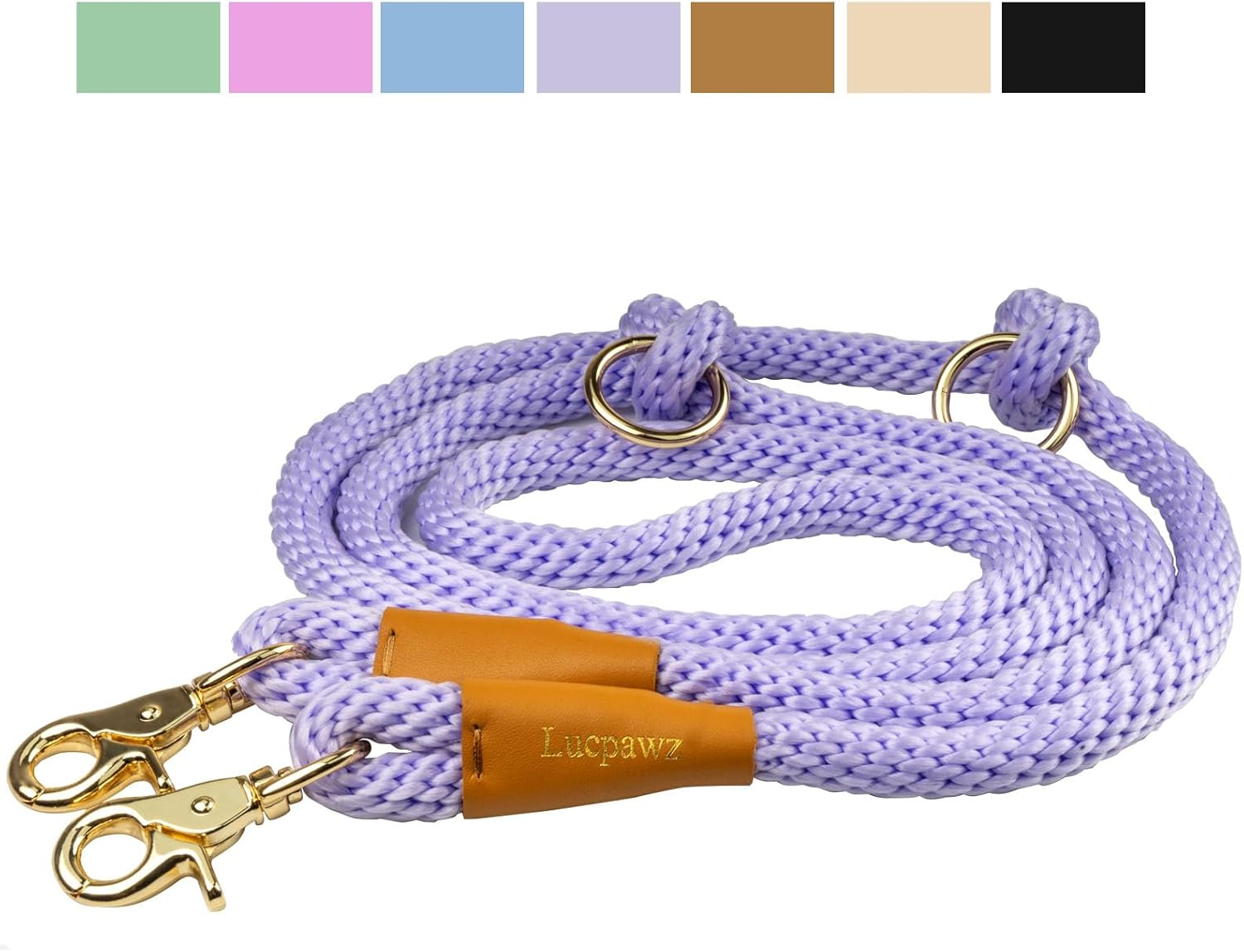 7FT Multifunctional Rope Dog Leash,Hands Free Dog Leash, Crossbody Rope Leash, Adjustable Long Leash for 2 Dogs (7Ft*12Mm, Lanvender) image number 2