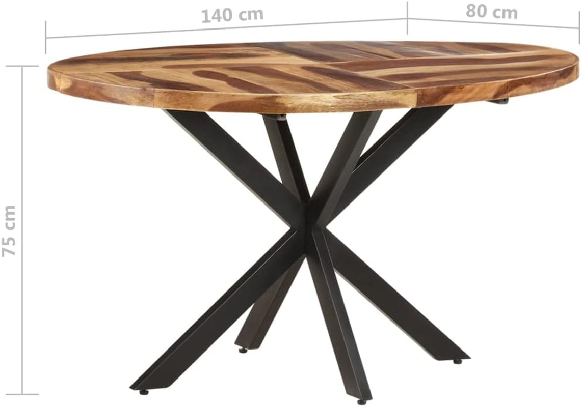 Vidaxl Dining Table with Finish: Solid Acacia Wood, Industrial-Style for Dining Room and Kitchen image number 6