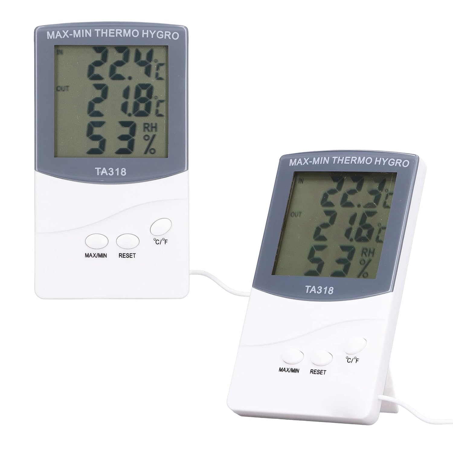 Indoor Outdoor Digital Thermometer Large Screen Temperature Humidity Meter for Home Wall Table Modern Probe Cable ABS Material image number 3