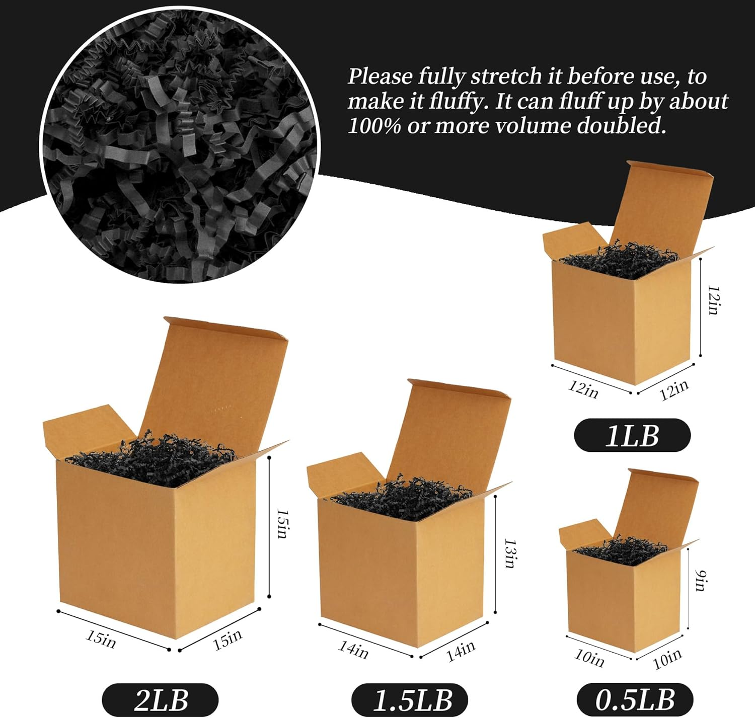 Crinkle Cut Paper Shred Filler (0.5 LB) for Gift Wrapping & Basket Filling - Black image number 5