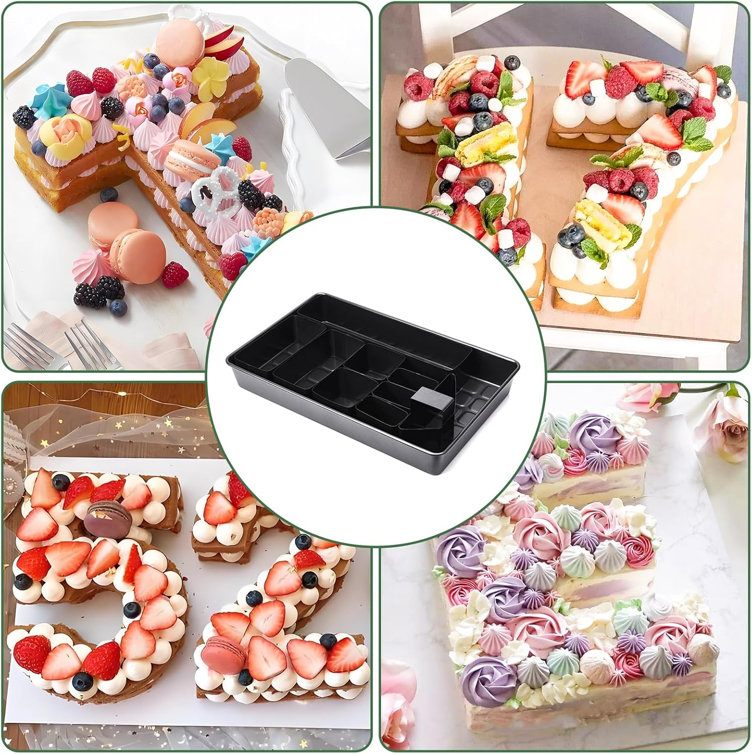 Letters and Numbers Adjustable Bakeware, Birthday Cake Mold, Novelty Cake Pans, Carbon Steel Non-Stick Cake Pan 10 Piece Set (Black) image number 4