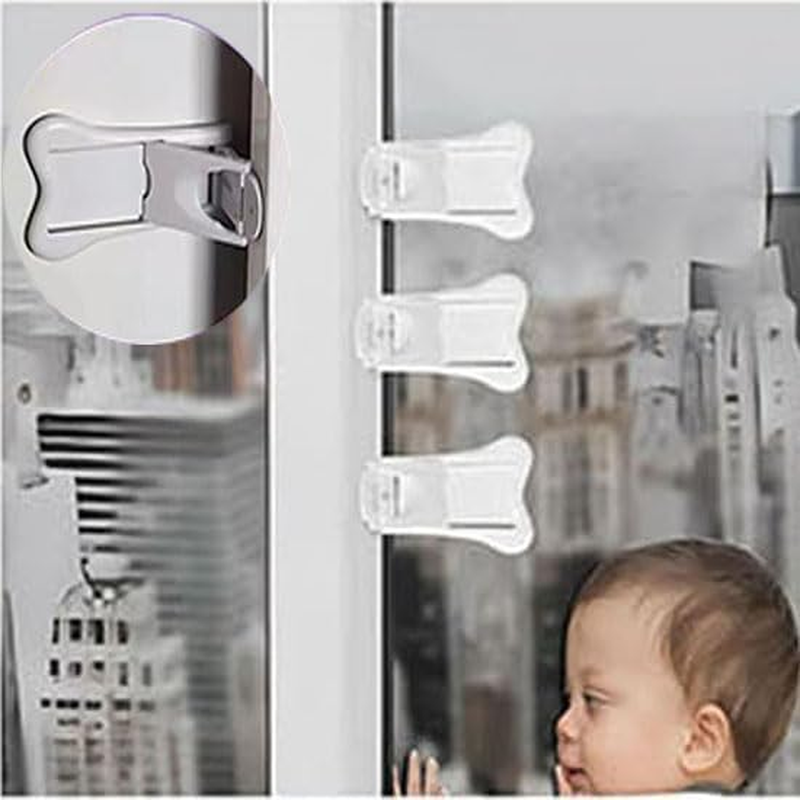 Equipped with a Safety Lock. Lt Is a Non-Perforated Sliding Door Lock Suitable for Glass Doors/Windows/Cabinets. the Strong Back Adhesive Prevents Children'S Cabinet Locks, Providing Home Safety Protection (8, Uniform Code)