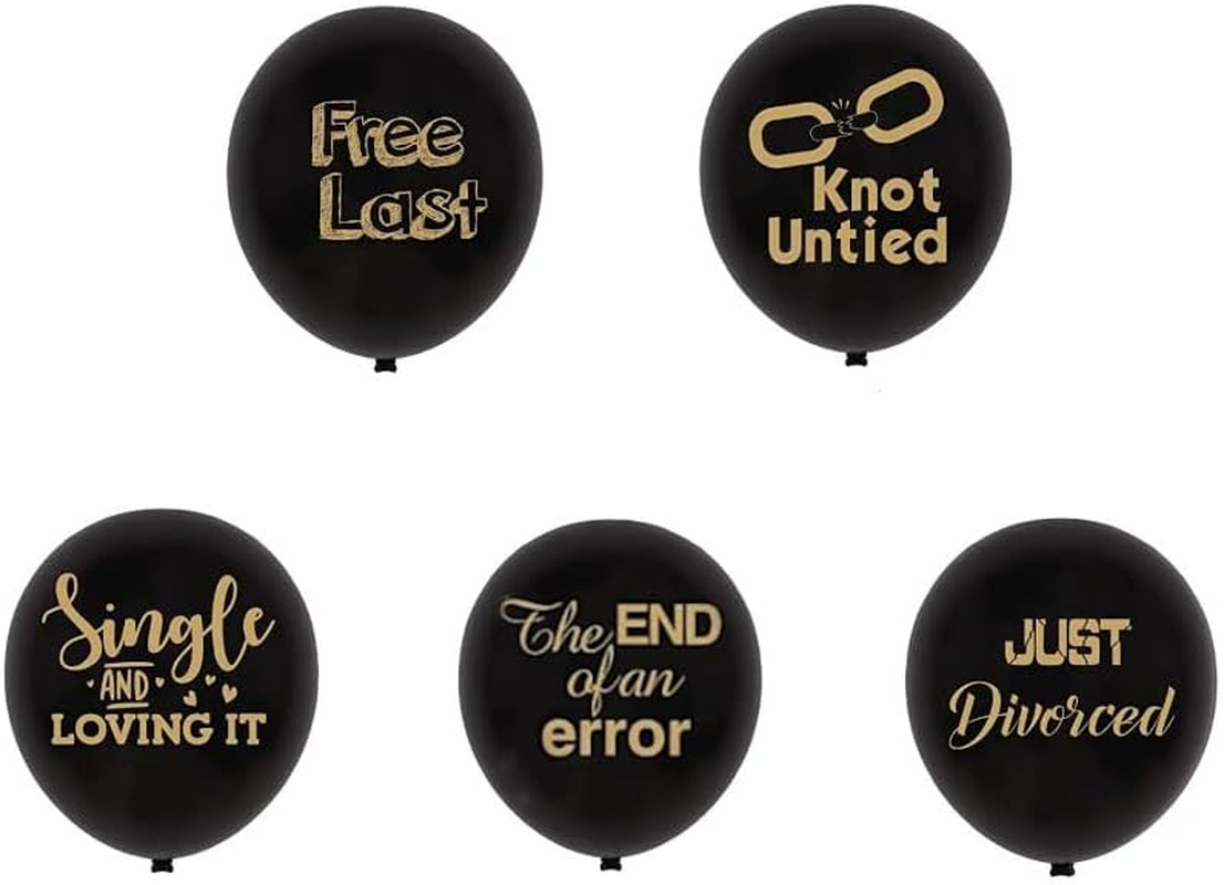 Divorce Party Balloons X 5 Black Funny Divorced Gift Decorations Supplies