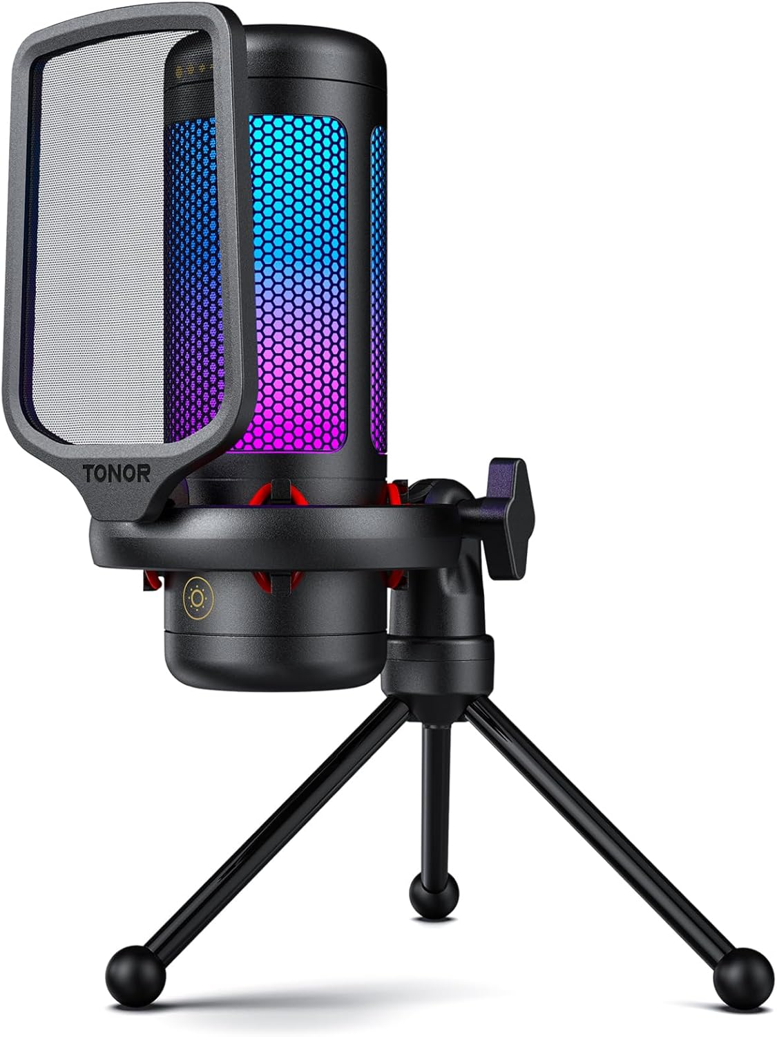 TONOR Gaming USB Microphone with Adjustable RGB Modes & Brightness, Condenser PC Mic for Streaming Podcast Recording Studio Singing Youtube, Computer Desk Mic Compatiple with Laptop/Mac/Ps4/Ps5 TC310