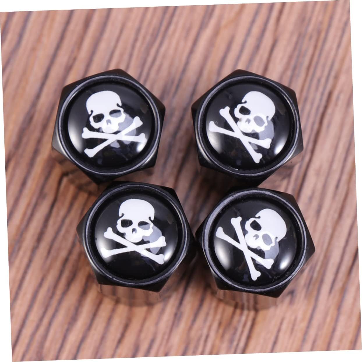 4Pcs Skull Pattern Car Tyre Valve Caps Black Universal Auto Dust Caps Set for SUV Motorcycle Truck Wheels