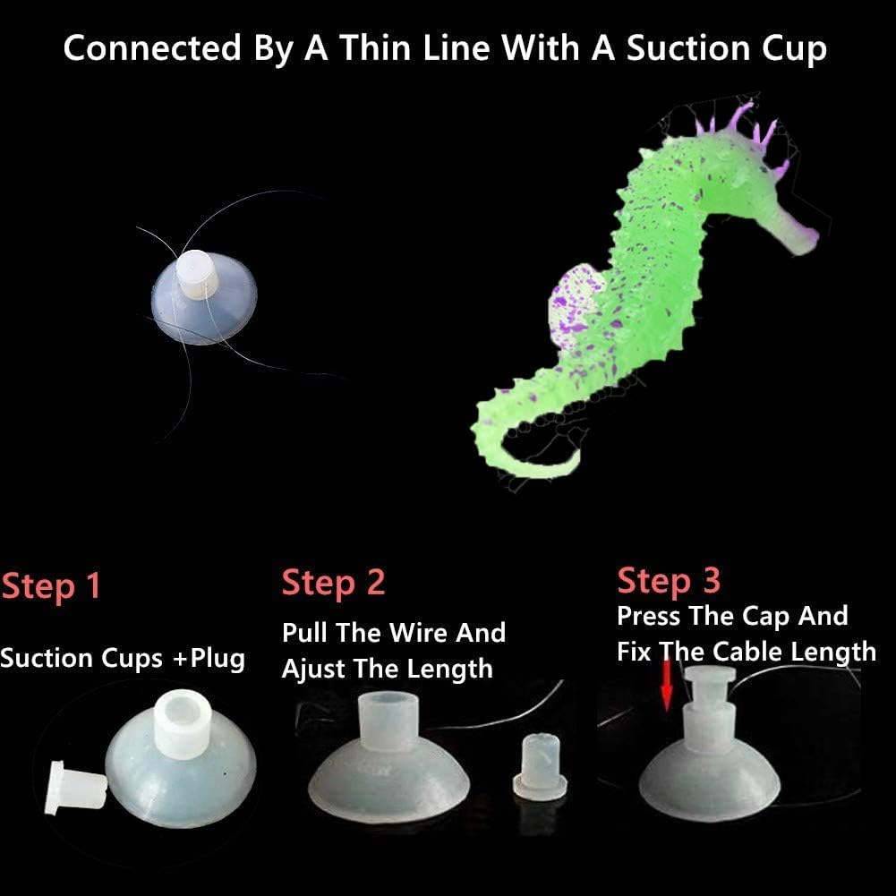 3PCS Artificial Sea Horse Aquarium Decoration Set, Vivid Silicone Floating Decor Ornaments with Glowing Effect,Simulation Animal Underwater Saltwater Fake Colorful Sea Horse for Fish Tank Bowl image number 2