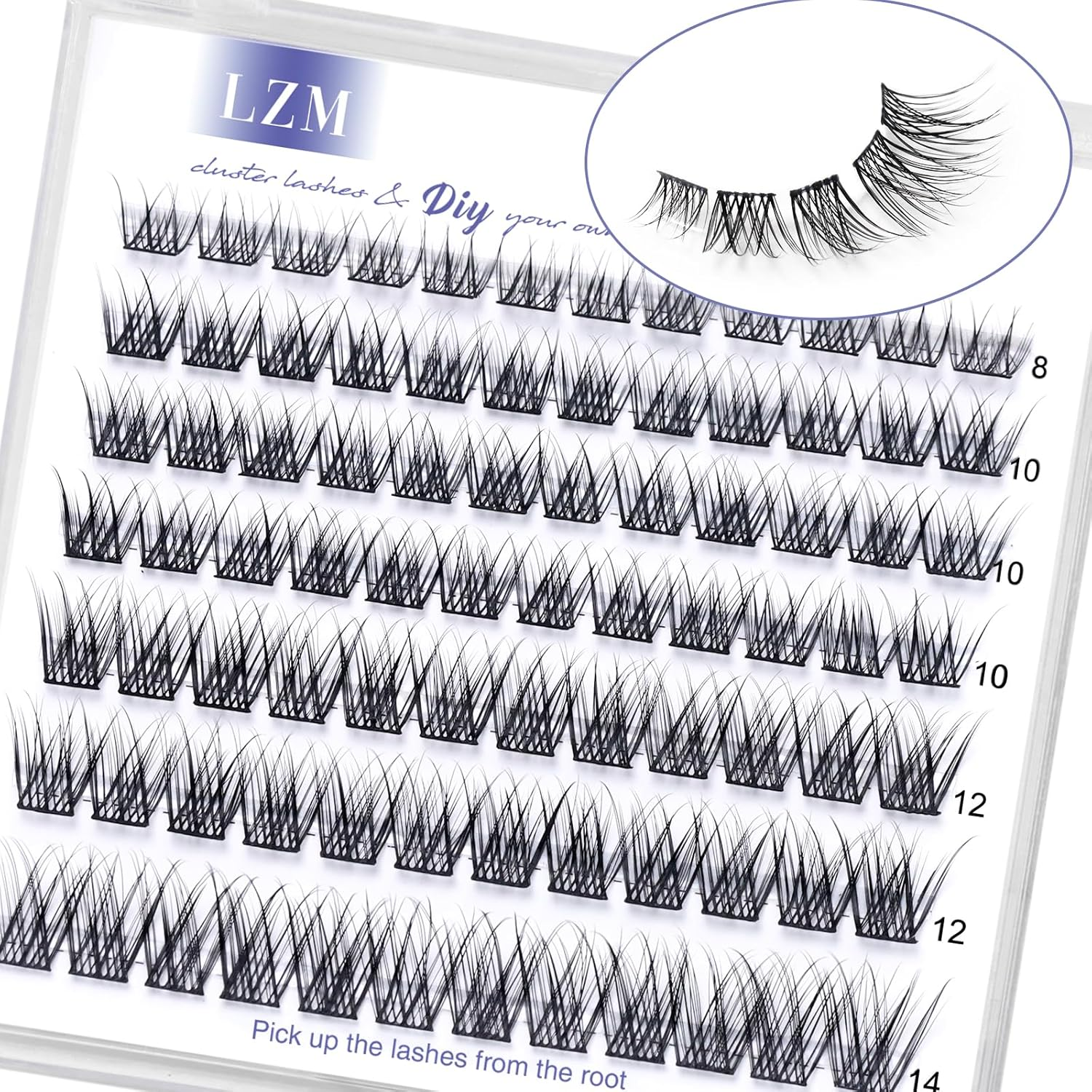 LZM Lash Clusters 84 Pcs C Curl Cluster Lashes Natural Look Wispy Eyelash Extension Eyelash Clusters Thin Band & Soft DIY at Home Mix Length 8-14Mm (WL16)