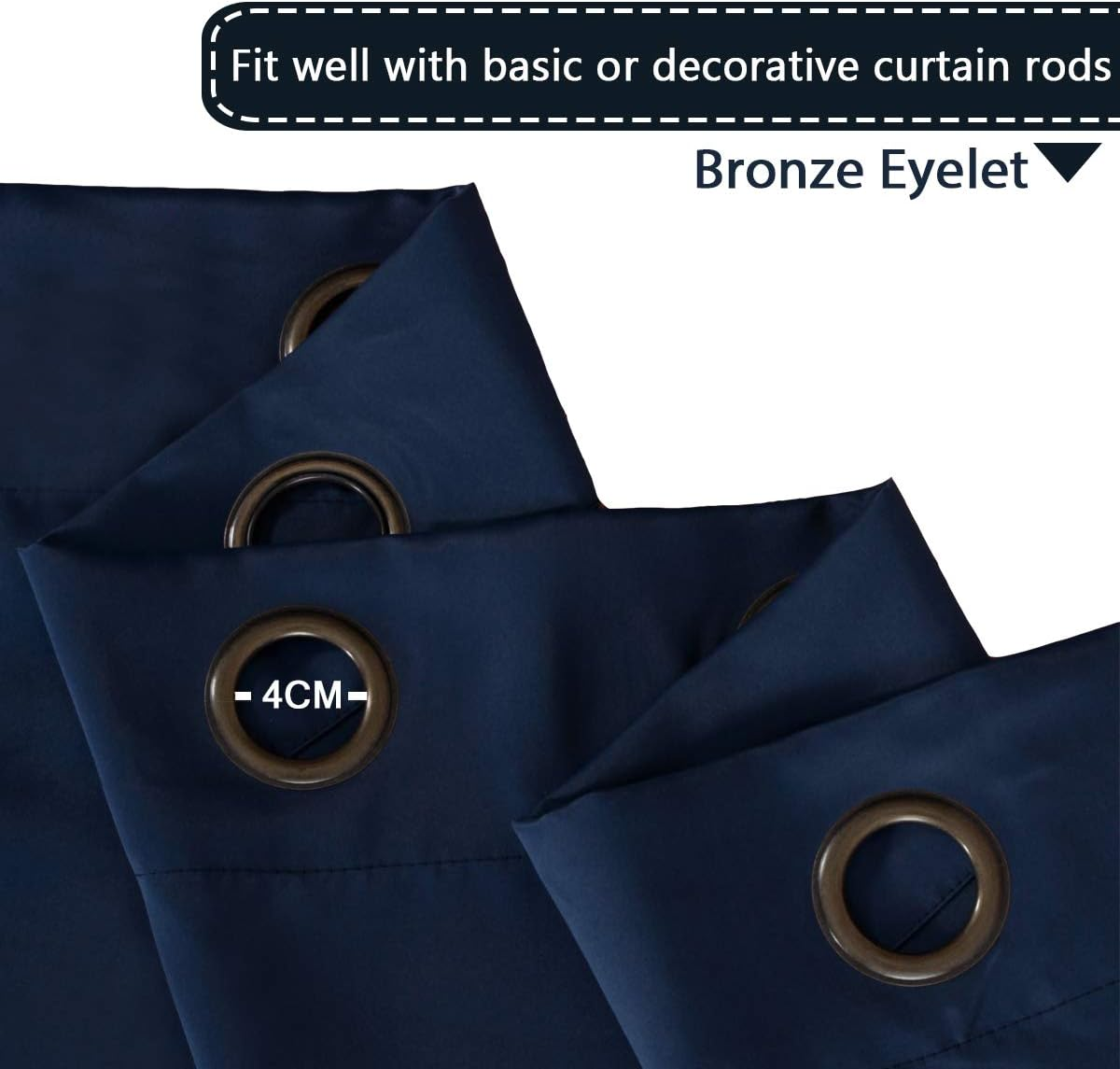 Blackout Curtain Extra Wide Blackout Curtain Draperies for Bedroom/Living Room/Sliding Glass Door, Eyelet Top Energy Saving Single Piece 254Cm Wide by 213Cm Drop, Navy Blue