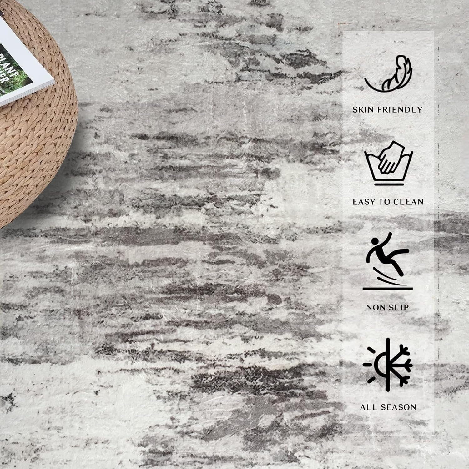 Asiinnsy Area Rug Rugs Living Room Rugs Abstract Large Rug Short Pile Soft Morden Rugs Carpet for Bedroom Anti-Slip Carpets (Abstract Lvory/Multi, 200 * 250Cm) image number 4