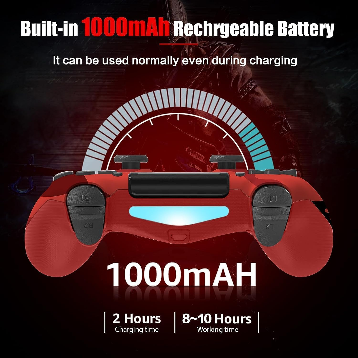 Venture Verse Wireless Controller Made for Ps4,Wireless Remote Control Compatible with Playstation 4/Slim/Pro,With Double Shock/Audio/Six-Axis Motion Sensor(Silver) image number 3