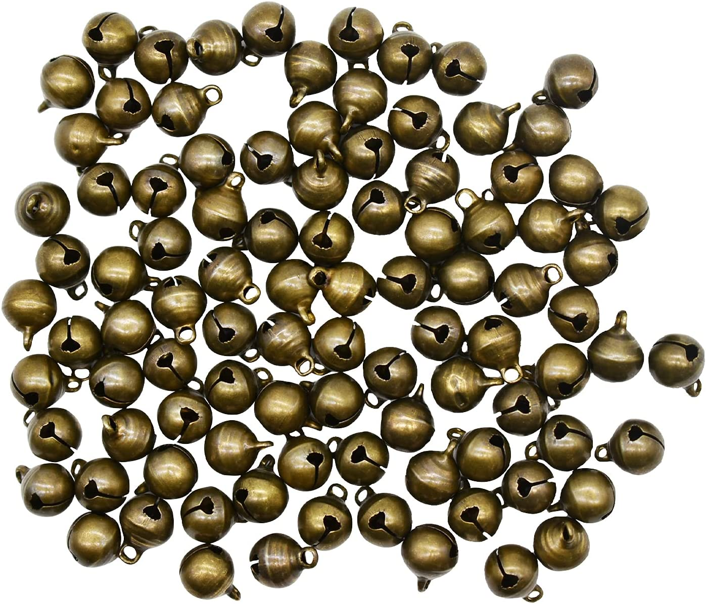 Maydahui 100PCS Small 1/2 Inch Jingle Bell Vintage Bronze Mini 10Mm Alloy Beads DIY for Jewelry Findings Sewing Wedding Doors and Crafts image number 1