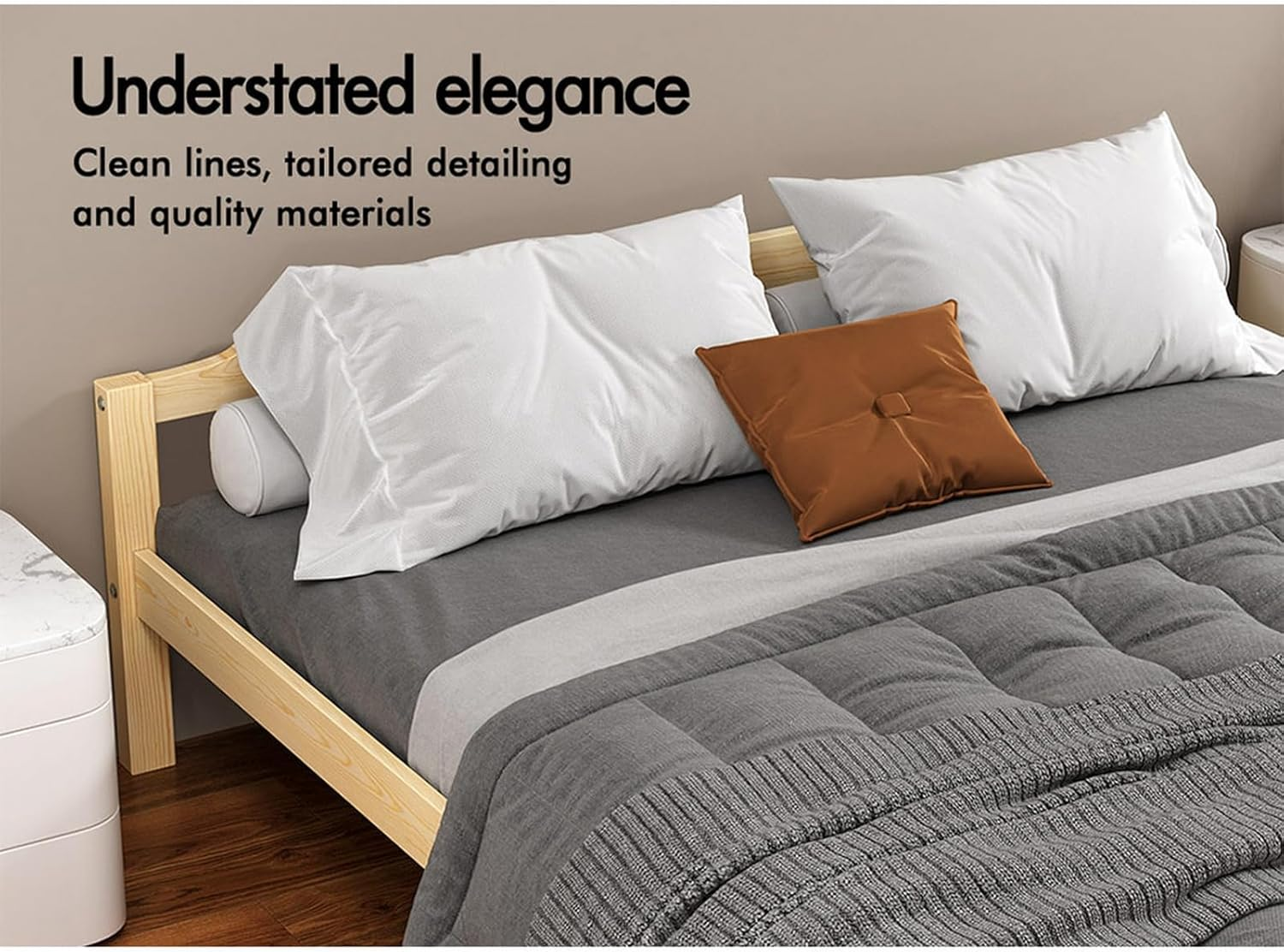 ALFORDSON King Bed Frame Wooden Bed Base with Solid Wood Pine Timber Slats, Oak Bed Foundation Mattress Base Platform with Storage Space, Beatrix Series Bedroom Furniture image number 5