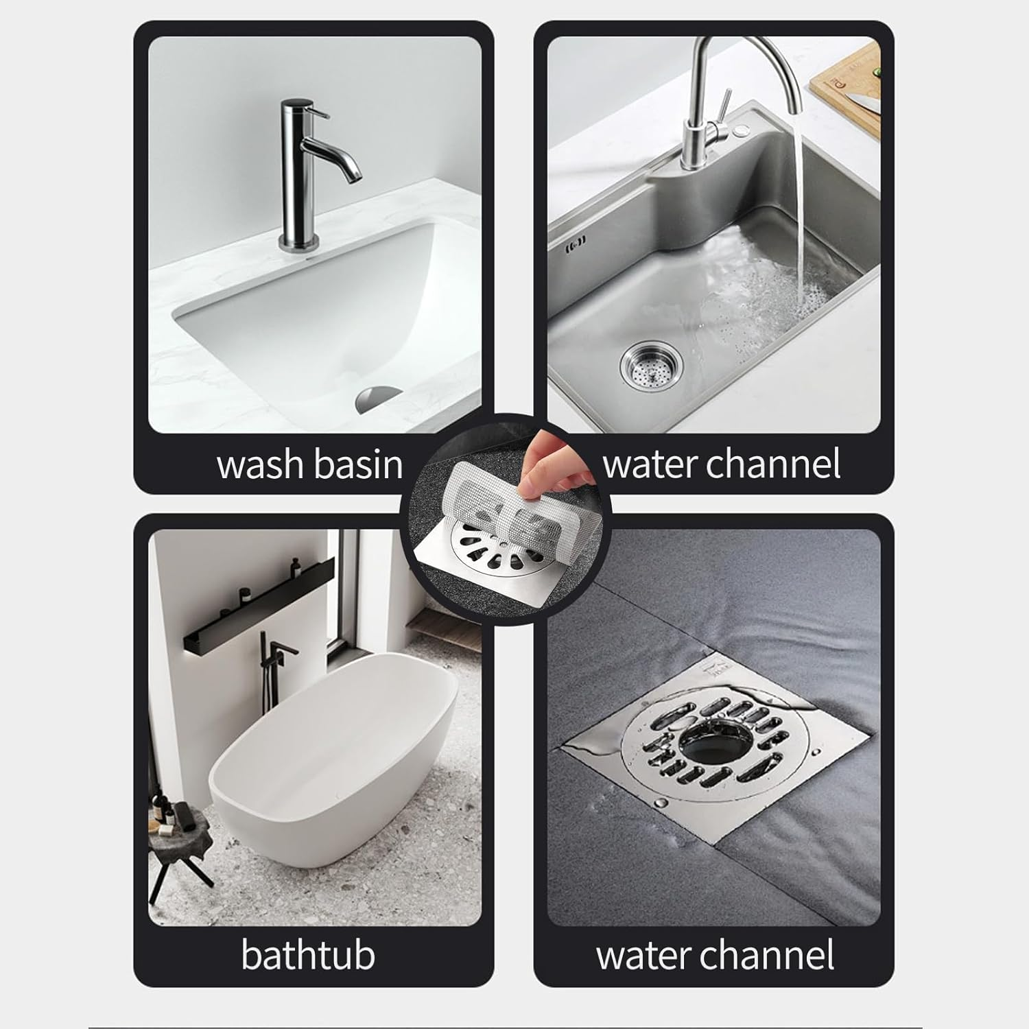 100Pcs Drain Stickers,Floor 4 Inch Sink Strainer Mesh Bag,Shower Drain Hair Catcher,For Bathtub Drain Cover for Kitchen Bathroom,Screen Window,Etc image number 4