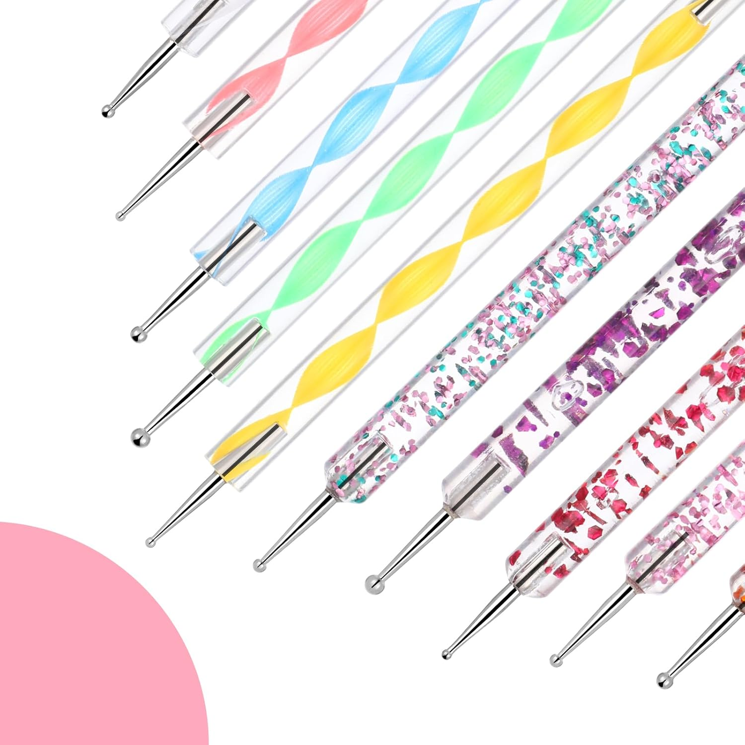 Pack of 10 Dotting Pen Nail Art Dotting Tools Rhinestone Nail Design Marbleizing Tool for Dots and Marbling image number 5