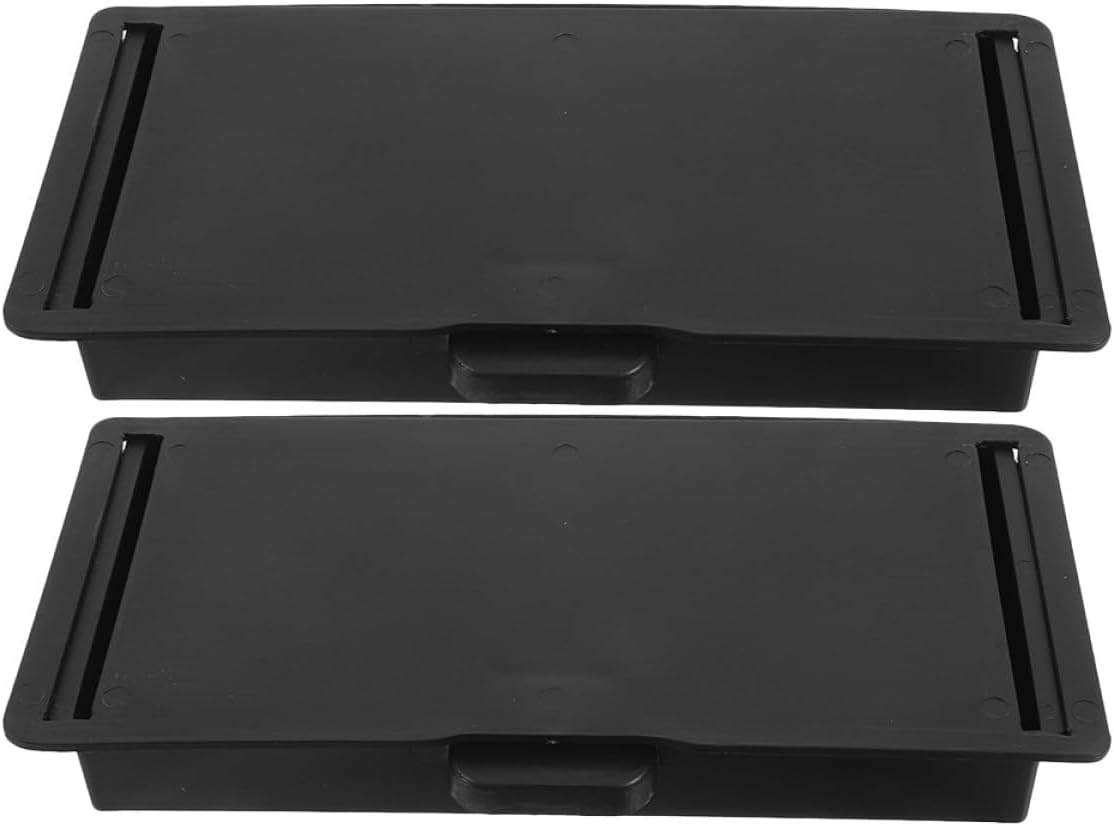 OSALADI 2Pcs under Desk Storage Drawer Organizer Sliding Cabinet Organizer Self-Adhesive Black Plastic Pull-Out Storage Box for Office and Kitchen Workspace Organization image number 5