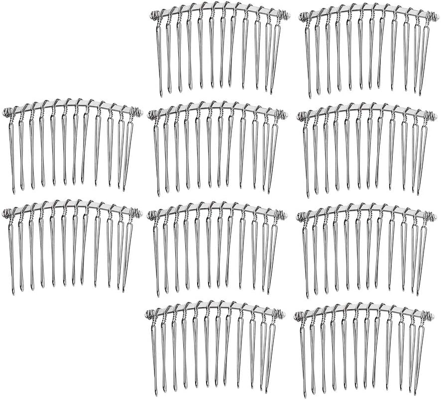 Baosity 10X Metal Plain Hair Combs Slides Side Combs for DIY Women Hair Accessories - Silver, as Described image number 2