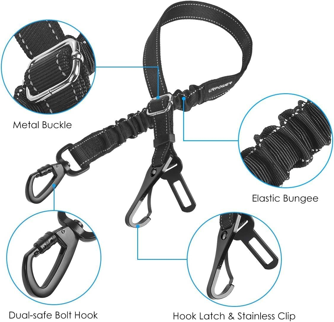 2 Dog Seatbelt Seat Belt Car Harness Leash,Adjustable Dog Seat Belt for Vehicle Nylon Pet Safety Seat Belts Heavy Duty & Elastic image number 3