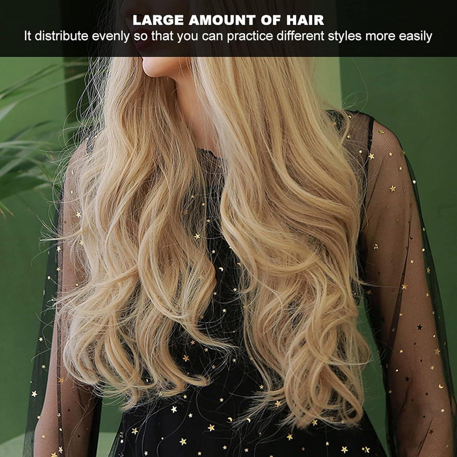 Long Blonde Wavy Wig for Women, 28In Middle Part Curly Wavy Wig Looking Synthetic Heat Resistant Fiber Wig for Daily Party Cosplay, Curly Wig Brown Roots Synthetic Wig image number 5