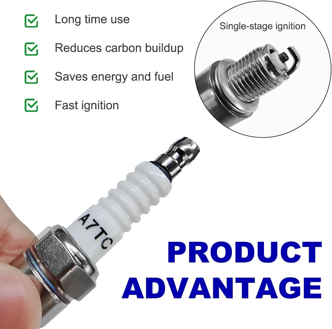 2PCS Spark Plug, A7TC Spark Plug for GY6 50Cc 70Cc 90Cc 110Cc 125Cc ATV Scooter Dirt Bike Moped Go Kart Racing Bike, Spark Plugs A7TC Compatible with C7HA C5HA PZ7HS S102F Z12 image number 4