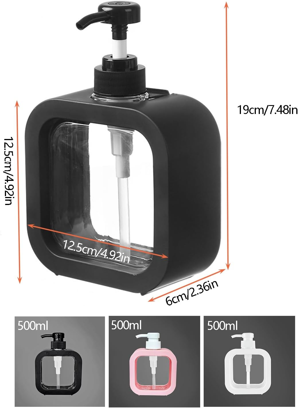 Taicols Shampoo and Conditioner Dispenser, 2Pcs 500Ml Black Soap Dispenser, Pump Bottle in Plastic, Refillable Shower Bottles with Labels,Bathroom Soap Dispenser Set,Modern Dish Soap Dispenser (White) image number 6