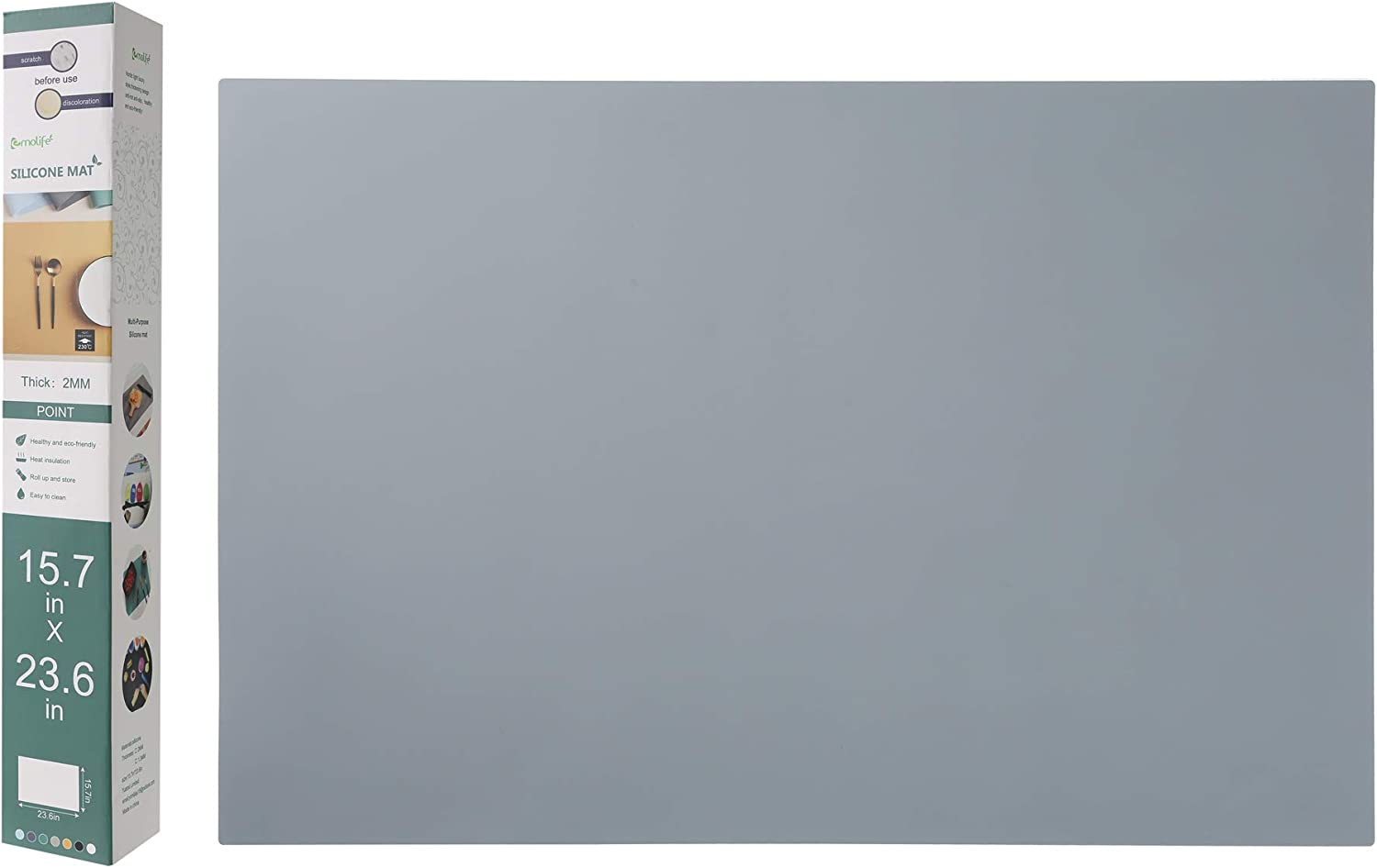 Emolife Heat Resistant Mat for Air Fryer Site On, Thick Silicone Mats for Kitchen Counter, Countertop Protector, No-Slip (Black)