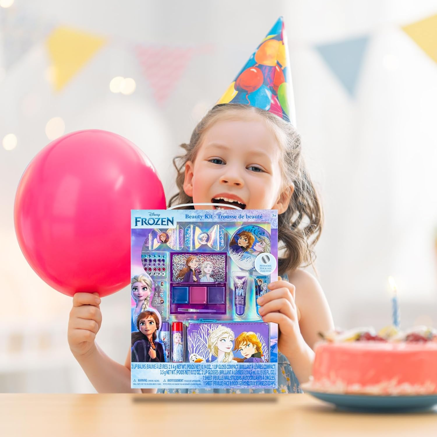 Townley Girl Disney Frozen - Super Sparkly Cosmetic Beauty Makeup Set for Girls with Clips, Press on Nail, Lip Gloss, Nail Stickers, Lip Balm, Nail Gems and Mirror for Parties, Sleepovers & Makeovers