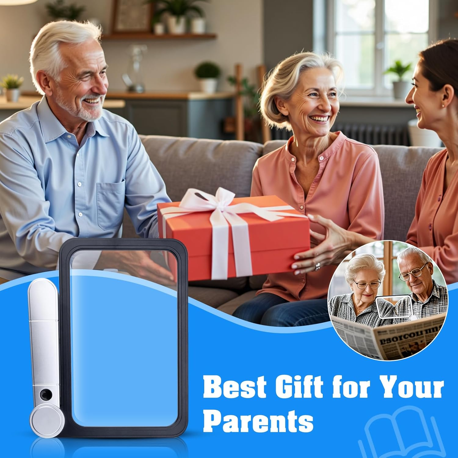 5X Large Magnifying Glass with Adjustable LED Light, 48LED Cold/Warm Light 3 Modes, Watch Repair Tools & Kits, Loupe Handheld Magnifier for Seniors Reading Watch Repair Soldering Close Work image number 1