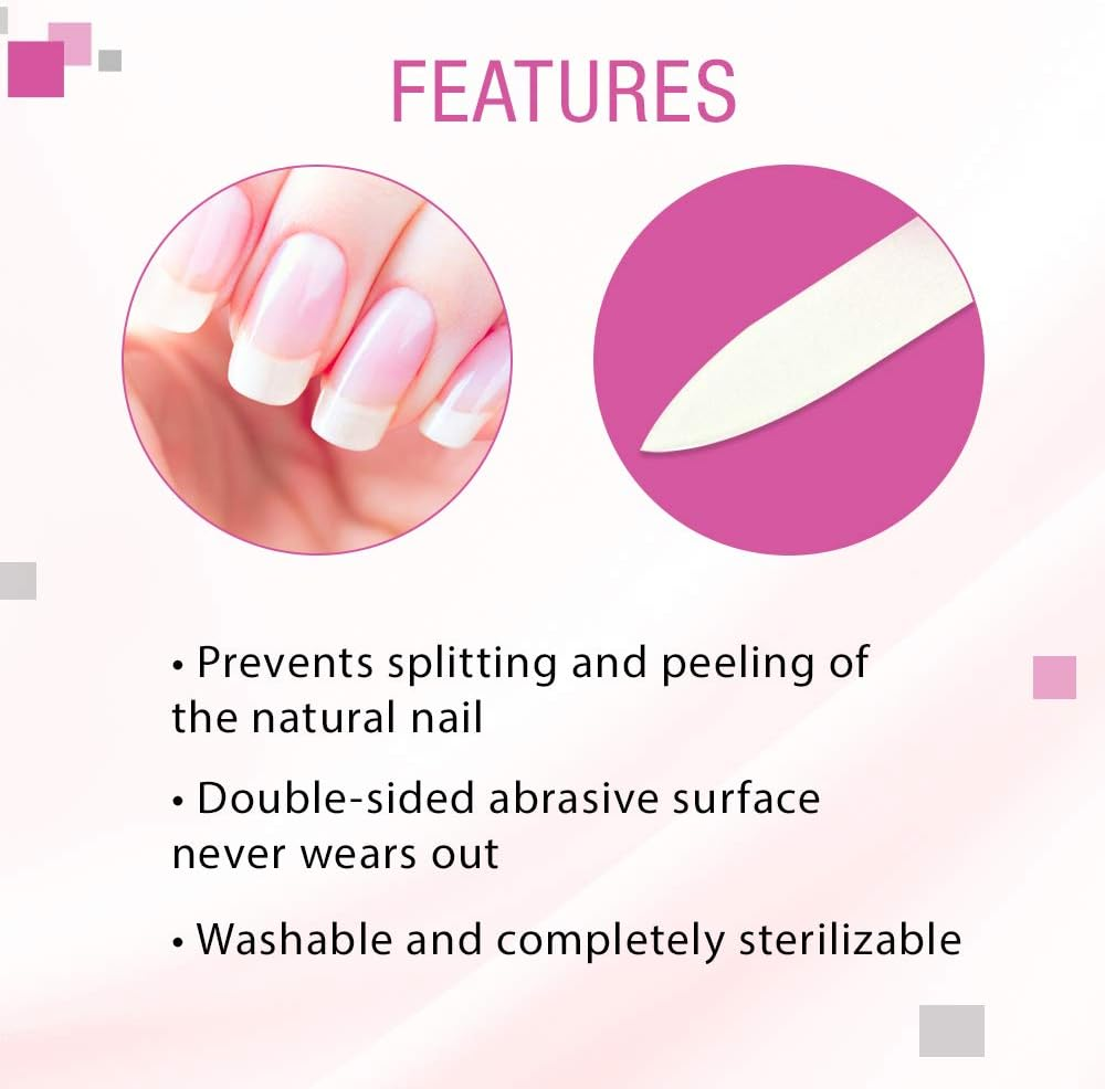 Nail Tek Crystal File - Glass Nail File with Case, Durable & Gentle for Natural Nails, Travel-Friendly Design, Fuchsia, Mini 3" image number 5