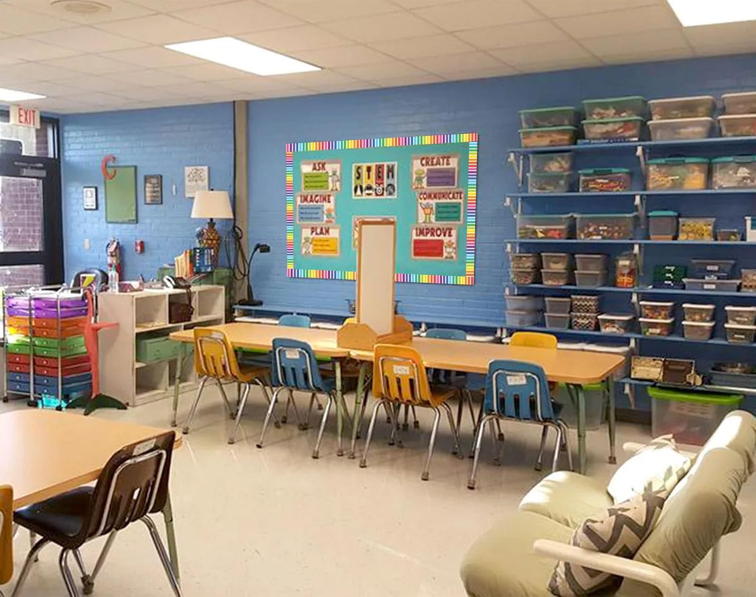 Classroom Bulletin Board Border 65 Feet Rolled Border Trim Colorful Classroom Borders for Bulletin Board Decorations School Classroom Home (Rainbow)