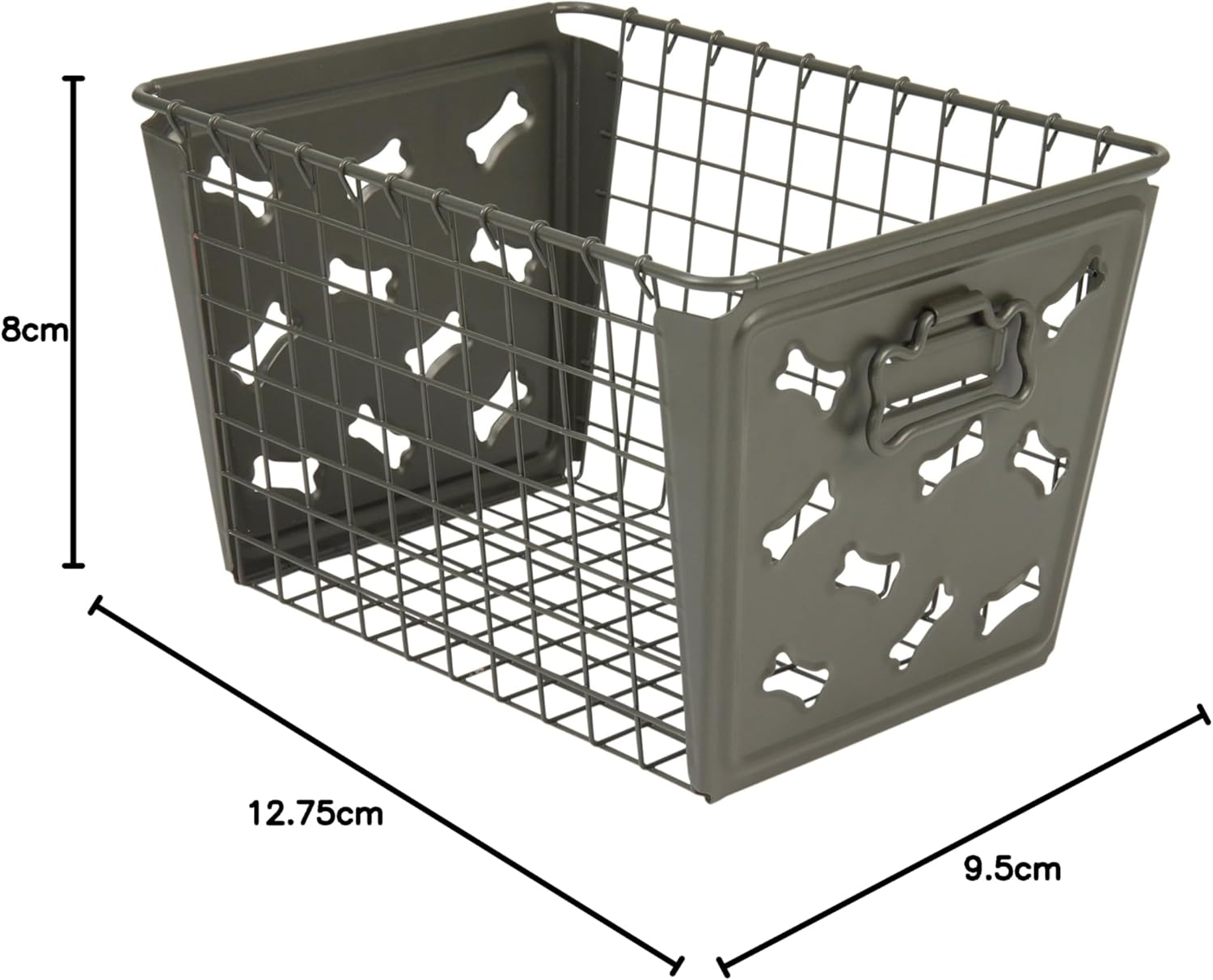 Spectrum Diversified Macklin Basket Steel Storage Bin Bone Design, Pet Accessory Organizer with Rust-Resistant Finish, Dog Toy Organization & Storage, Medium, Industrial Gray image number 1
