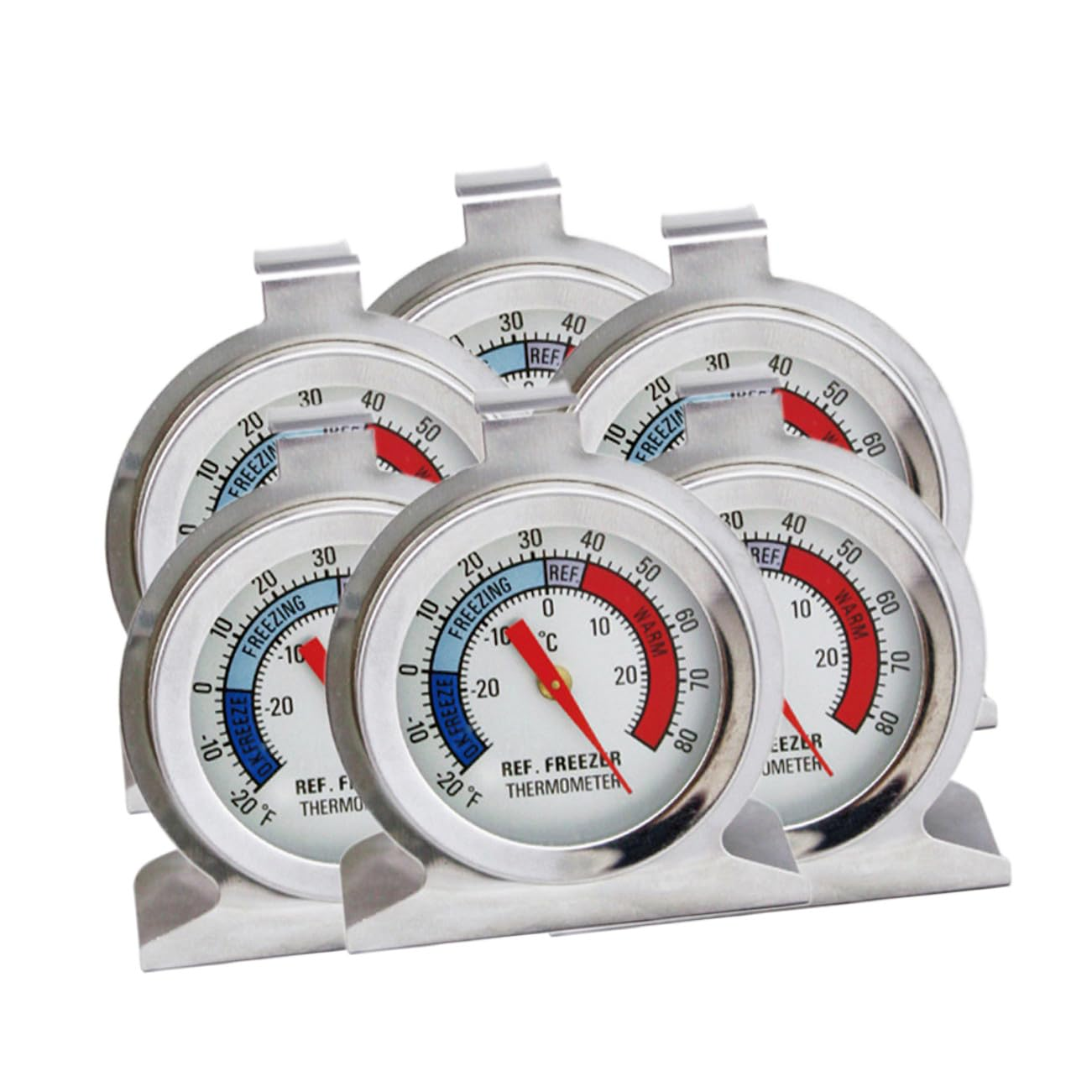 Luxshiny 6Pcs Stainless Steel Refrigerator Freezer Thermometers with Paper Package Small Indoor Temperature Gauges for Home and Office Use Easy to Install and Portable Silver image number 2