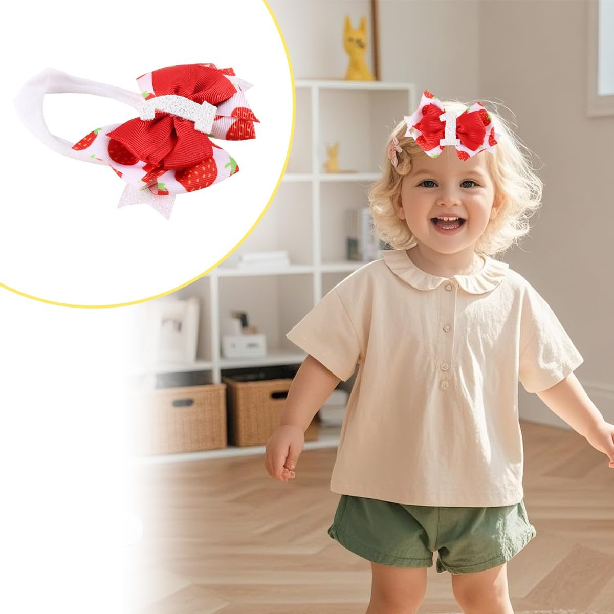 Enwye Birthday Hair Bows Strawberry Style Hair Clip for Party Decoration image number 3