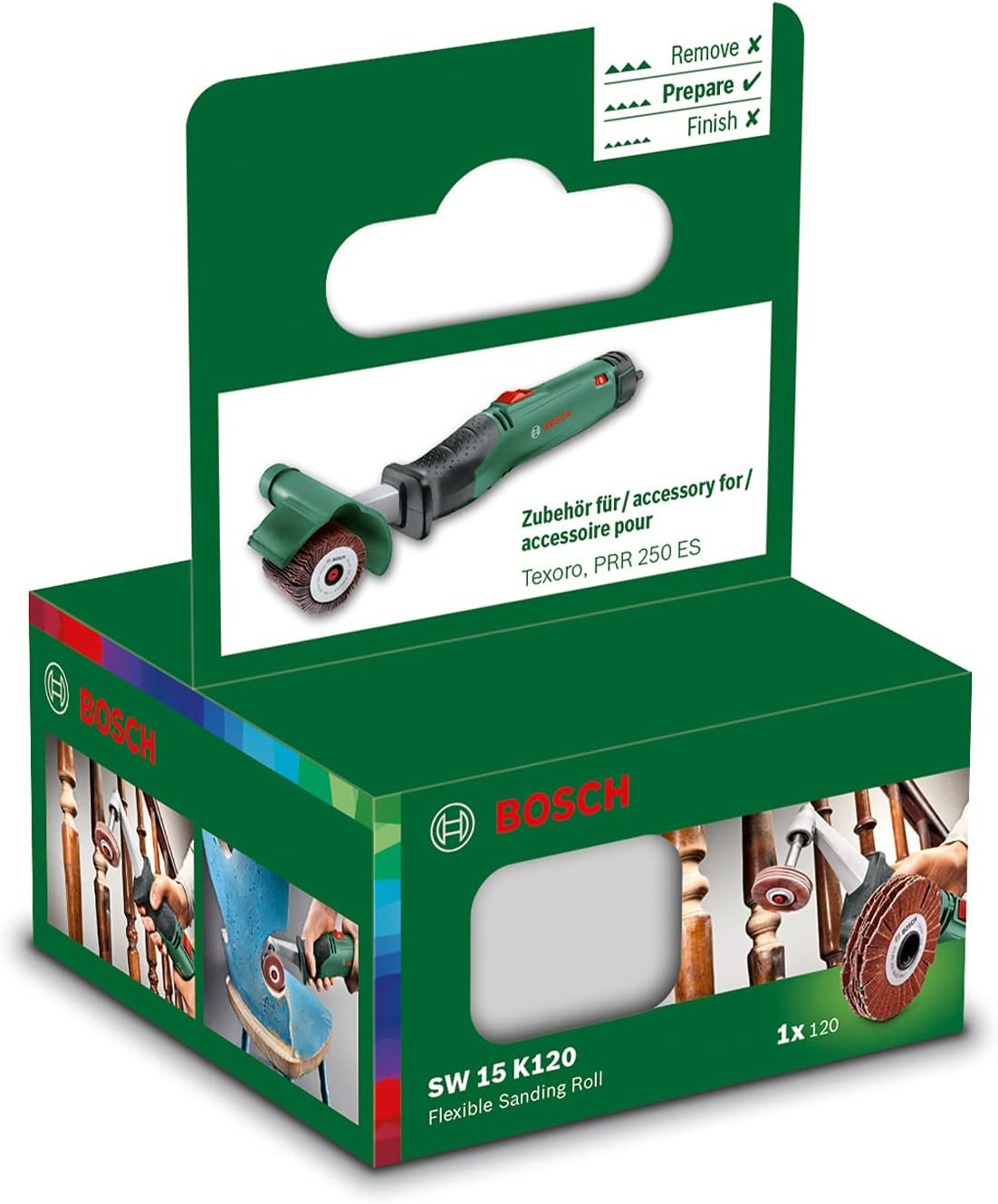 Bosch Home & Garden Flexible Sanding Roll 15Mm 120 Grit for PRR 250 Roller Sander image number 3