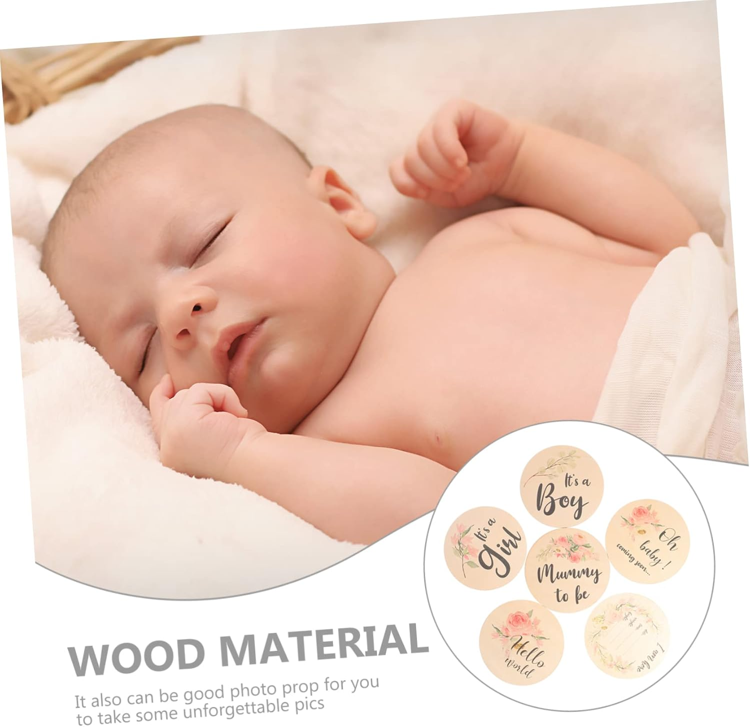 6Pcs Wooden Birth Announcement Name Sign Newborn Milestone Cards for Birth Announcement image number 4