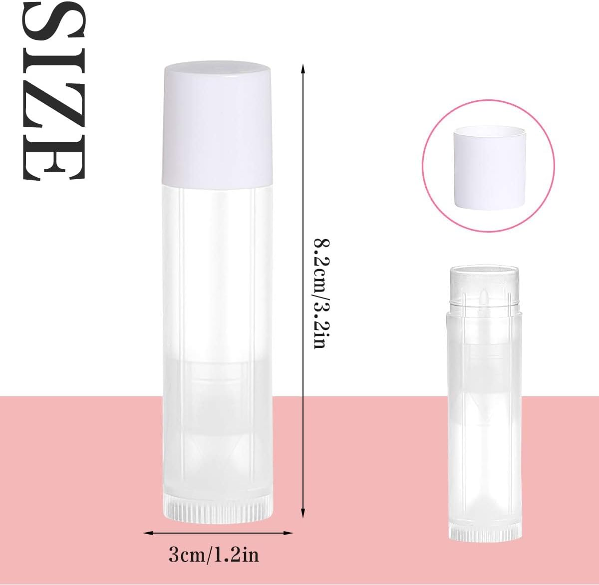 JIUZHU 100 Sets Empty Lip Balm Lip Gloss Tubes Bulk round with White Caps for DIY Lipstick Homemade, 3/16 Oz (5.5 Ml), Clear, BPA Free, 100 Tubes and 100 Caps image number 5