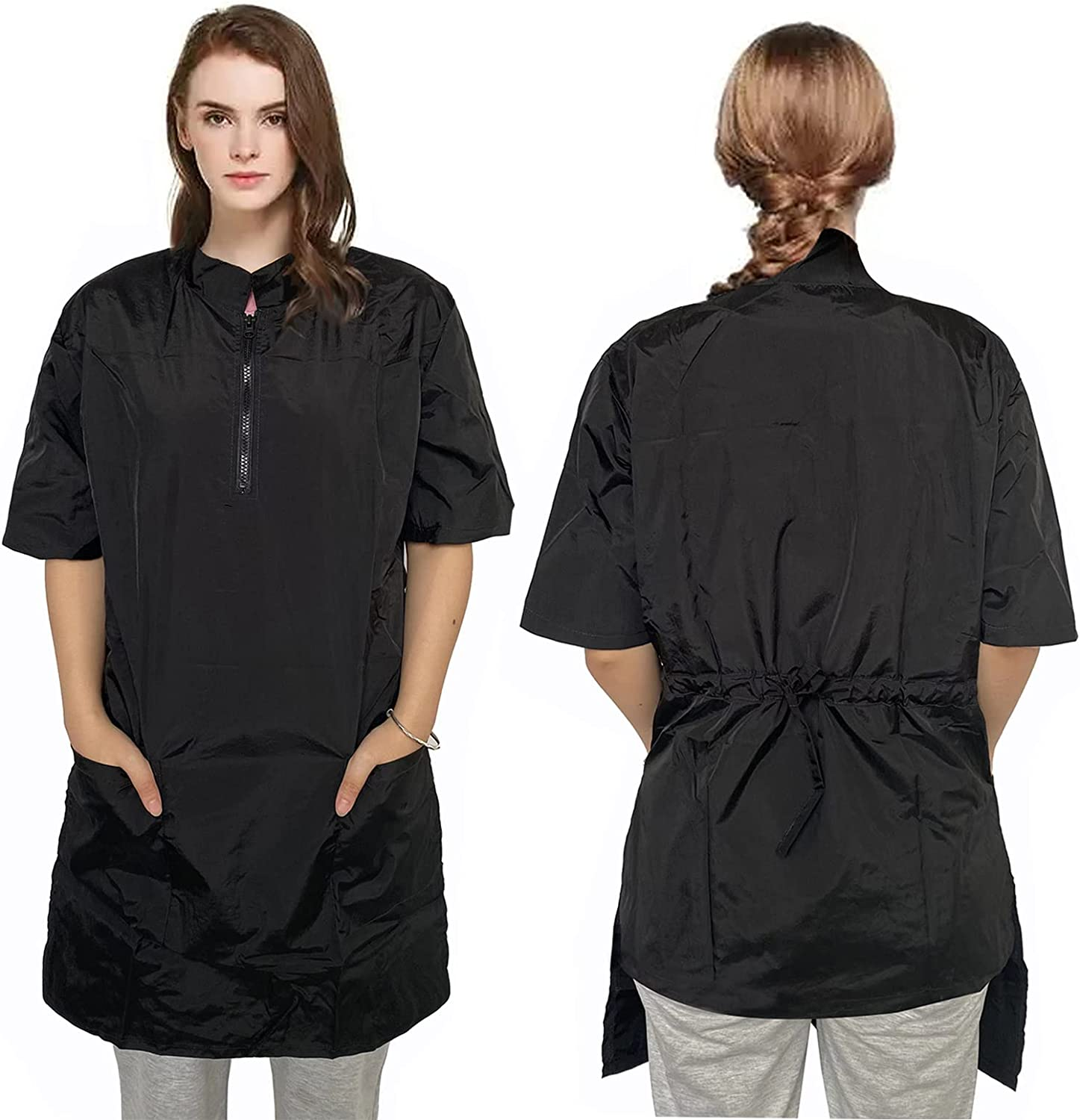 Gliitatu Dog Grooming Smock for Women Men Groomer Smock Hairdresser Barber Smock Jackets Apron Short Sleeve (2XL) image number 5