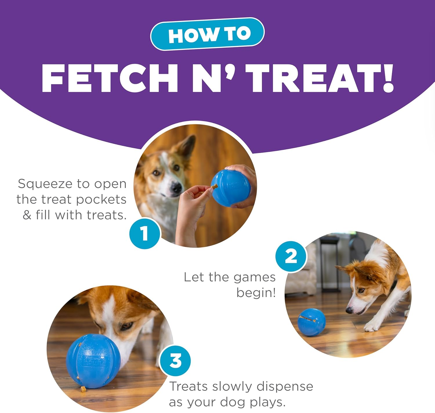 Planet Dog Orbee-Tuff Guru, New Interactive Slow Feeder Puzzle Treat Dispensing Durable Dog Chew Toy, Made in the USA, 100% Guaranteed, 4-Inch, Purple and Blue (Blue) image number 3