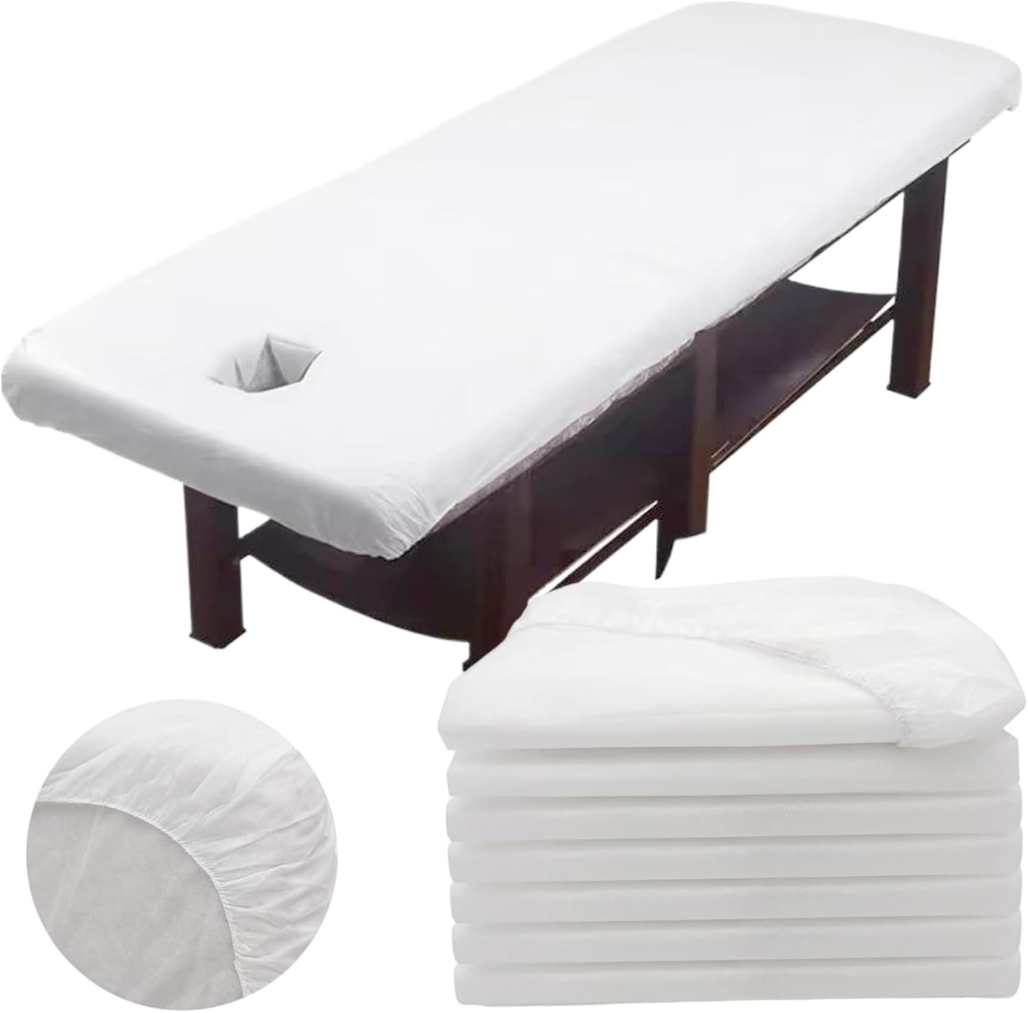 30Pcs Massage Bed Cover, 35.4X84.7 Inch Disposable Massage Table Sheets with Face Hole, Waterproof Spa Bed Cover for Spa, Beauty, Tattoo, Sheets image number 1
