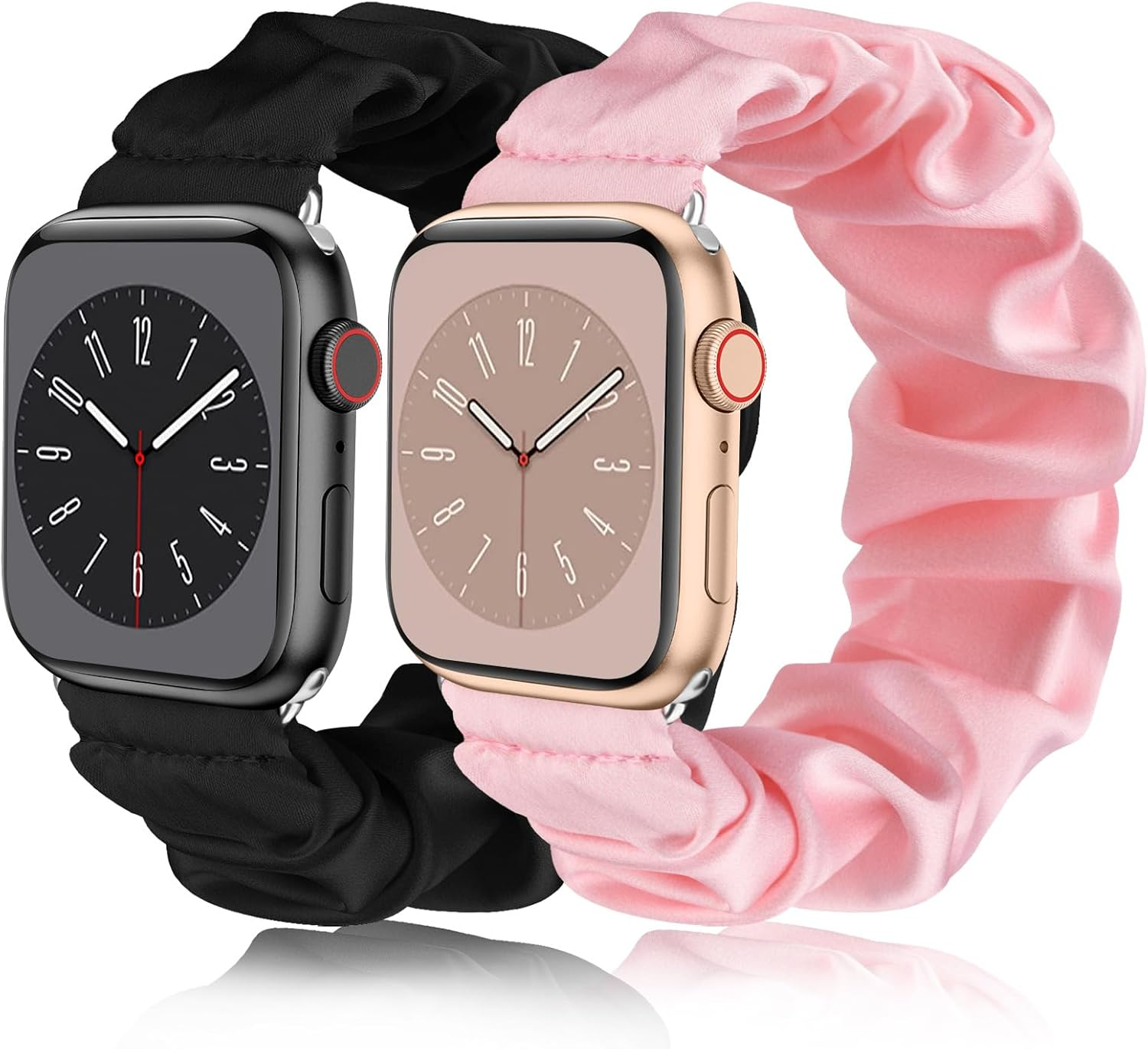 Adjustable Elastic Scrunchie for Apple Watch Band 38Mm 40Mm 41Mm 42Mm 44Mm 45Mm, Soft Stretchy Cloth Pattern Printed Fabric Women Girls Wristbands for Iwatch Series 10/9/8/7/SE/6/5/4/3/2/1