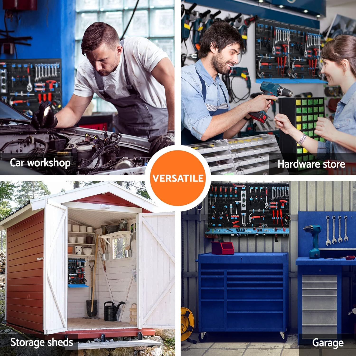 GIANTZ Storage Bin Rack, 88 Bins Garage Tool Storages Shelving Wall Mounted Toolbox Blue Black