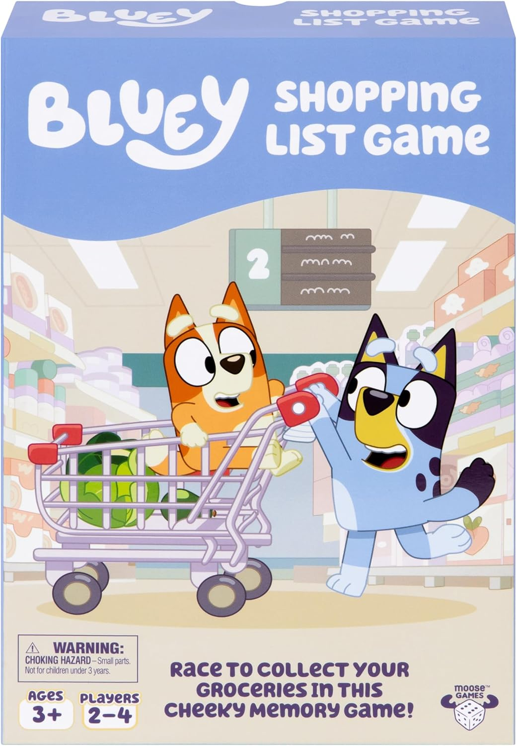 Bluey Shopping List Game, Join Bluey, Bingo, Bandit & Chilli on a Fun Supermarket Adventure, Race to Fill Your Trolley in This Fun Memory and Matching Game, for Ages 3+, 2-4 Players image number 1