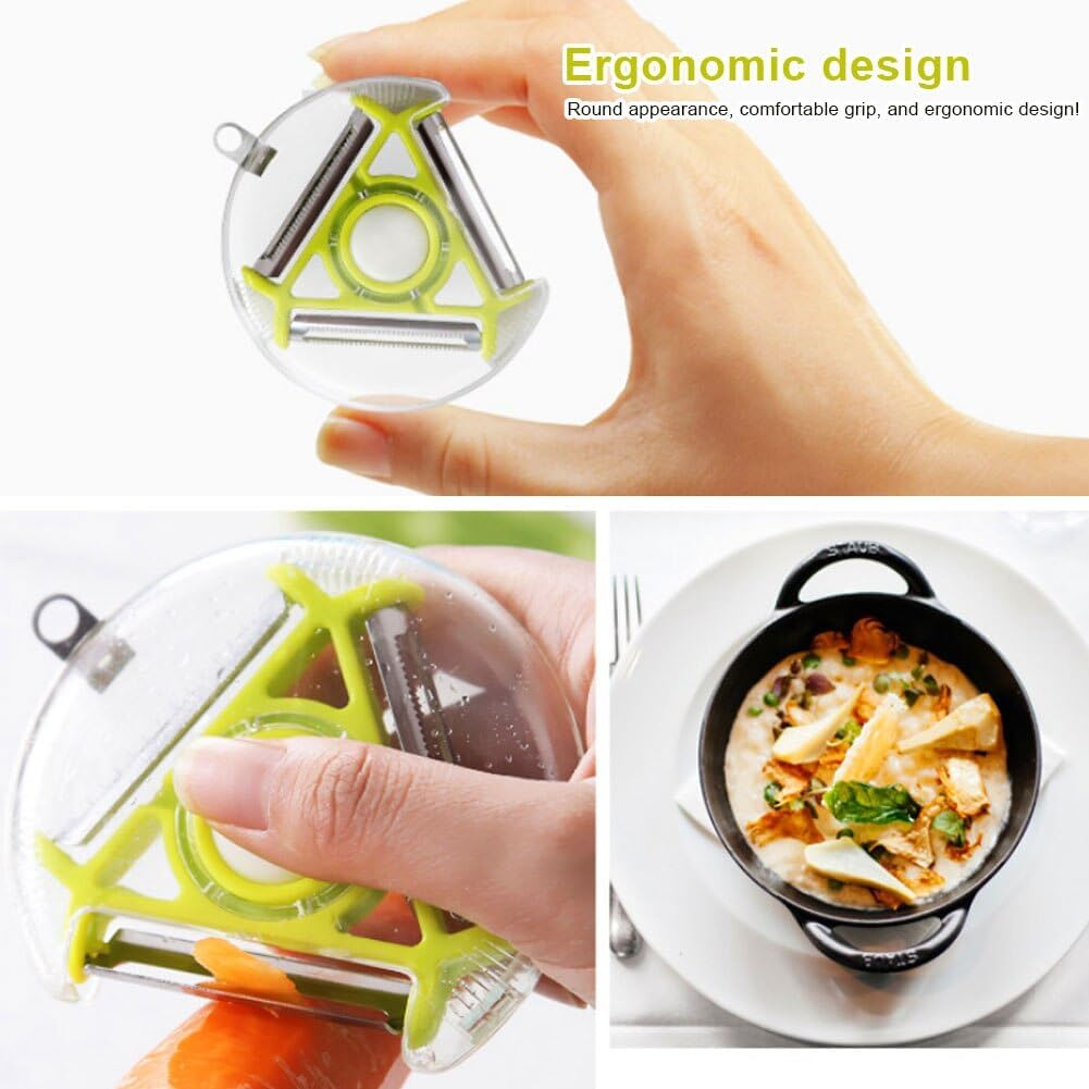 Bliss Gifts & Homewares 3 In-1 Multifunctional Vegetable Peeler I round Hanging Planer Peeler & Cutter I Non-Slip Handle & Sharp Blade I for Peeling All Types of Vegetable and Fruit &ndash; Random Color image number 4