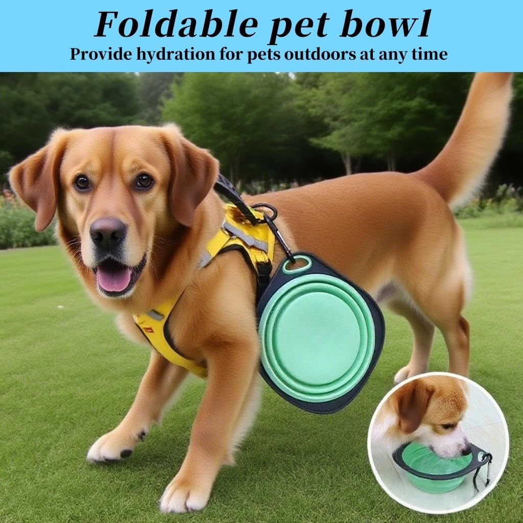 Bryzant Collapsible Pet Bowls 2-Pack Portable Silicone Pet Travel Water Bowl Suitable for Outdoor Travel Hiking Camping Convenient Dog and Cat Feeding Plate with Mountaineering Buckle image number 2