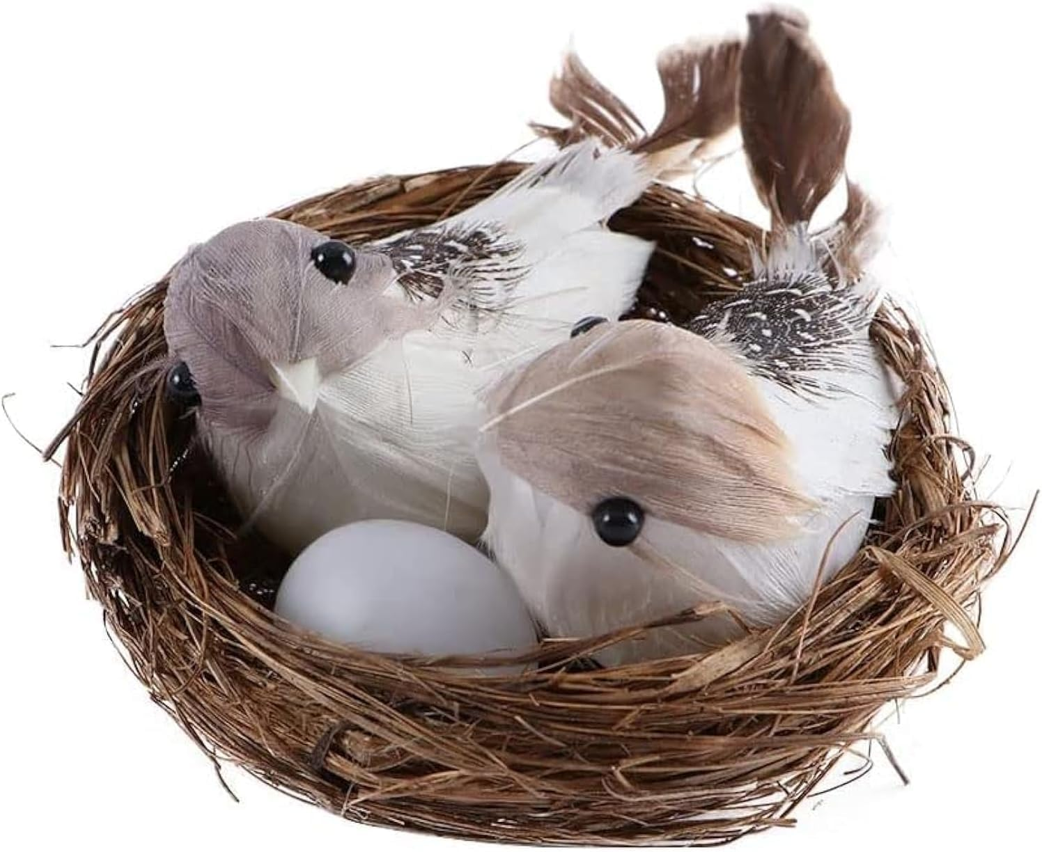1Set Simulation Bird Nest with Bird and Eggs Decor,Fake Foam Feather Birds,Artificial Birds,For DIY Craft Tree Decoration Artificial Plants and Flowers,Home Decor image number 1