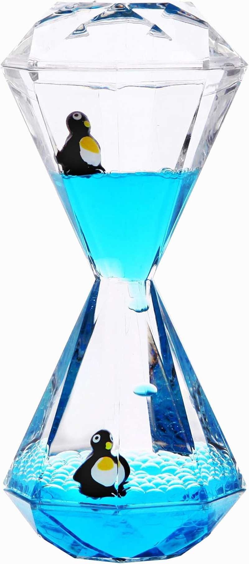 Liquid Motion Bubbler Timer/Floating Marine Life Sea Creatures, Diamond Shaped Liquid Timer for Fidget Toy,Autism Toys, Children Activity, Calm Relaxing,Penguin Desk Toys and Home Ornament