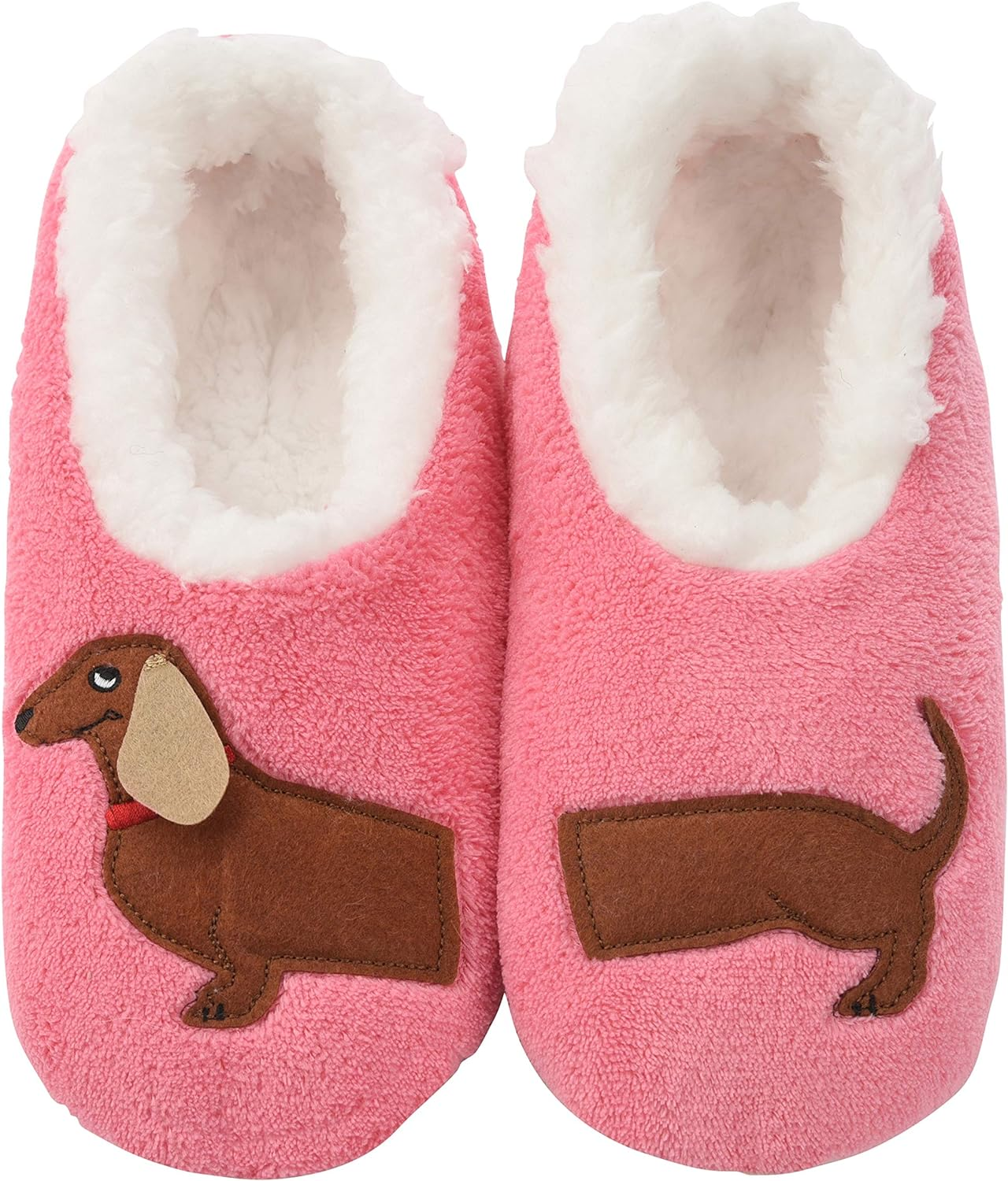 Slumbies! Womens Slippers - Indoor Slippers for Women - Comfortable House Slippers for Women - Fuzzy Slippers - Pairables - Dachshund - Medium